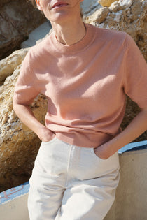 Rose gold cashmere t-shirt for women | Jeanette | Linnea Lund