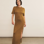 bronze color cashmere dress women - front view | Juliana | Linnea Lund