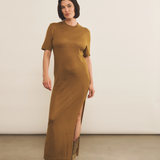 bronze color cashmere dress women - front view | Juliana | Linnea Lund
