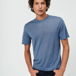 Blue men Cashmere Tee-shirt - front view | Julien | Linnea Lund