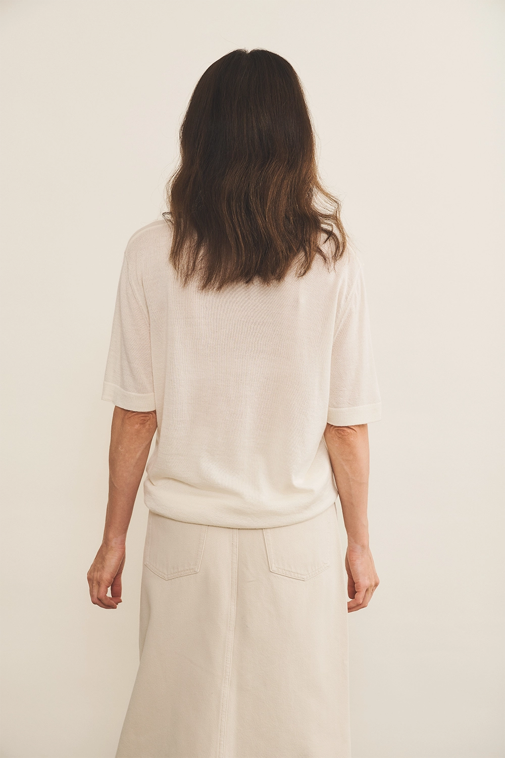white cashmere tee shirt women - front view | Julien | Linnea Lund