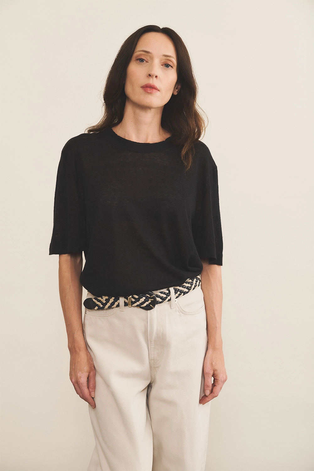 black cashmere tee shirt women - front view | Julius | Linnea Lund