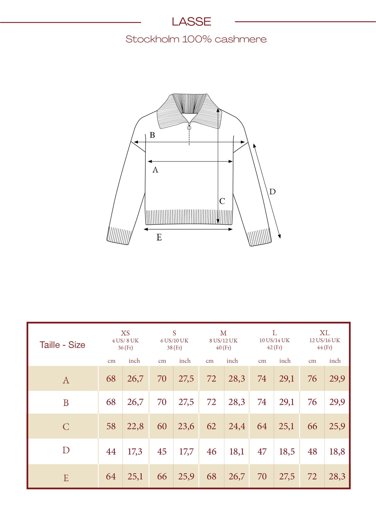 Size chart