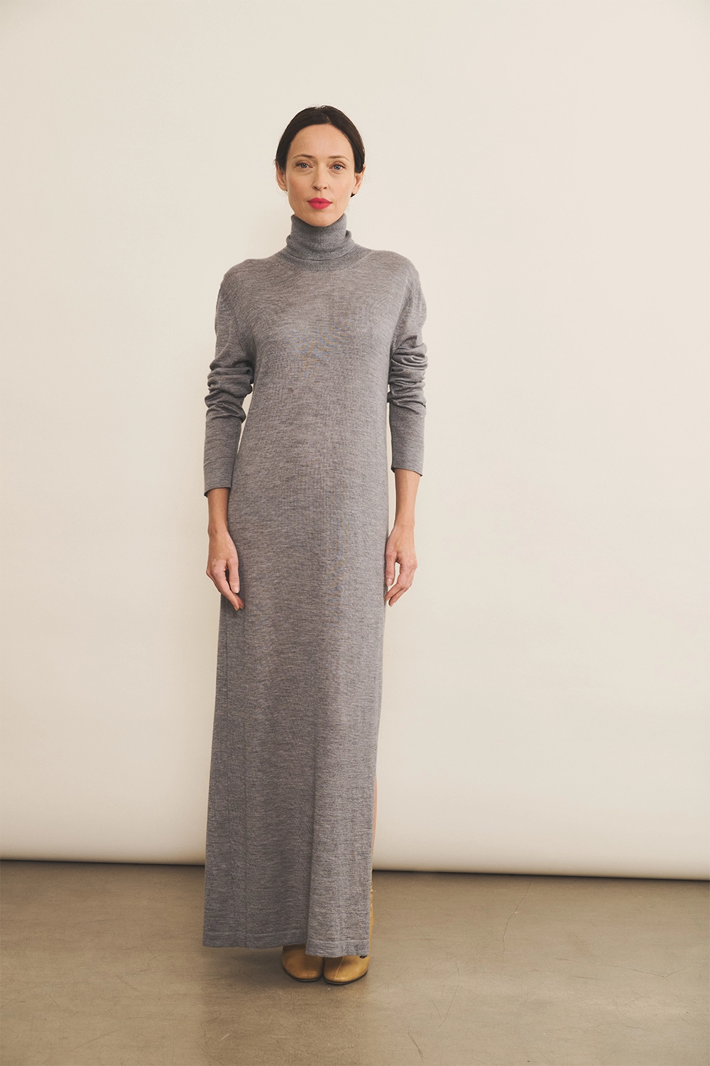 Grey cashmere dress women - front view | Lauren | Linnea Lund