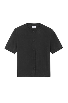 Crew neck short sleeve anthracite cashmere cardigan | Lena | Linnea Lund