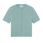 Crew neck short sleeve aqua blue cashmere cardigan | Lena | Linnea Lund