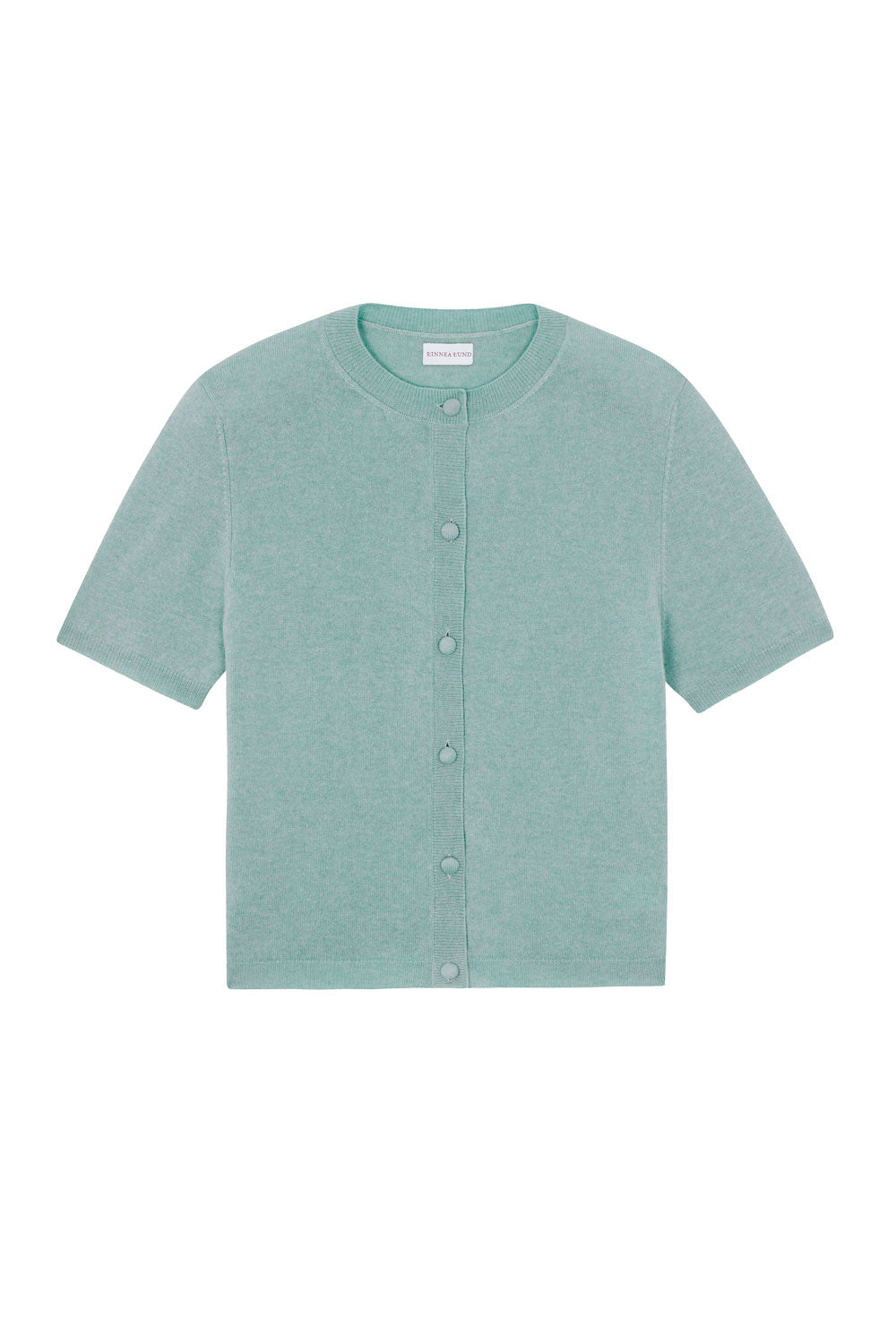 Crew neck short sleeve aqua blue cashmere cardigan | Lena | Linnea Lund