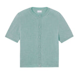 Crew neck short sleeve aqua blue cashmere cardigan | Lena | Linnea Lund