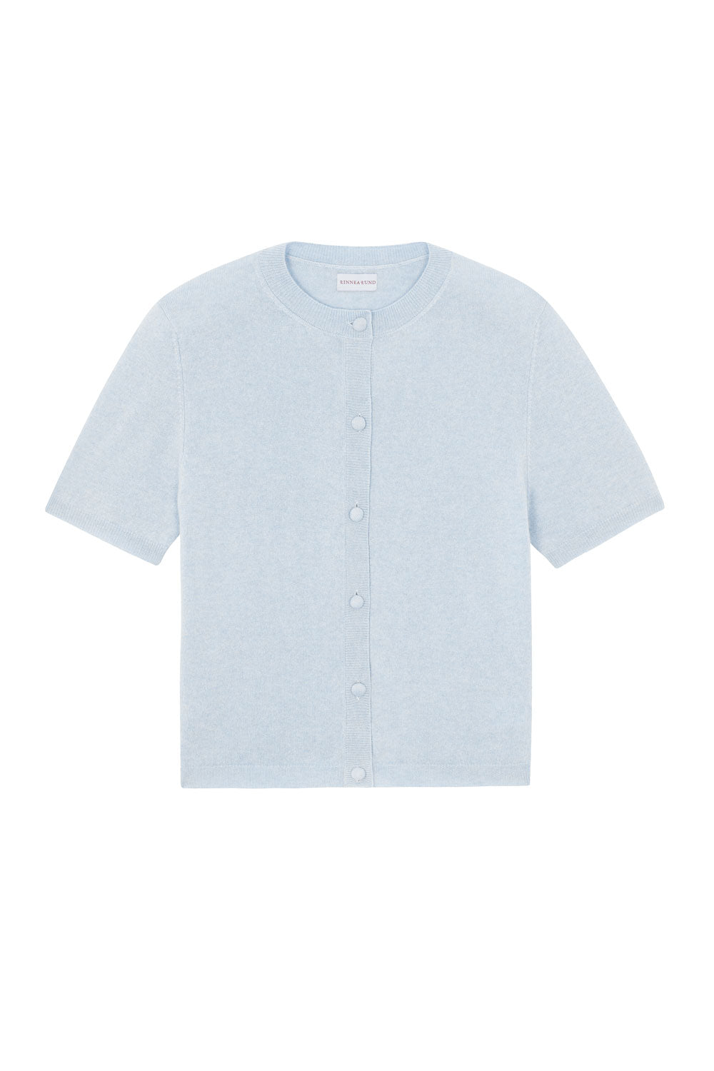 Crew neck short sleeve light blue cashmere cardigan | Lena | Linnea Lund