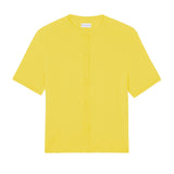 Crew neck short sleeve bright yellow cashmere cardigan | Lena | Linnea Lund