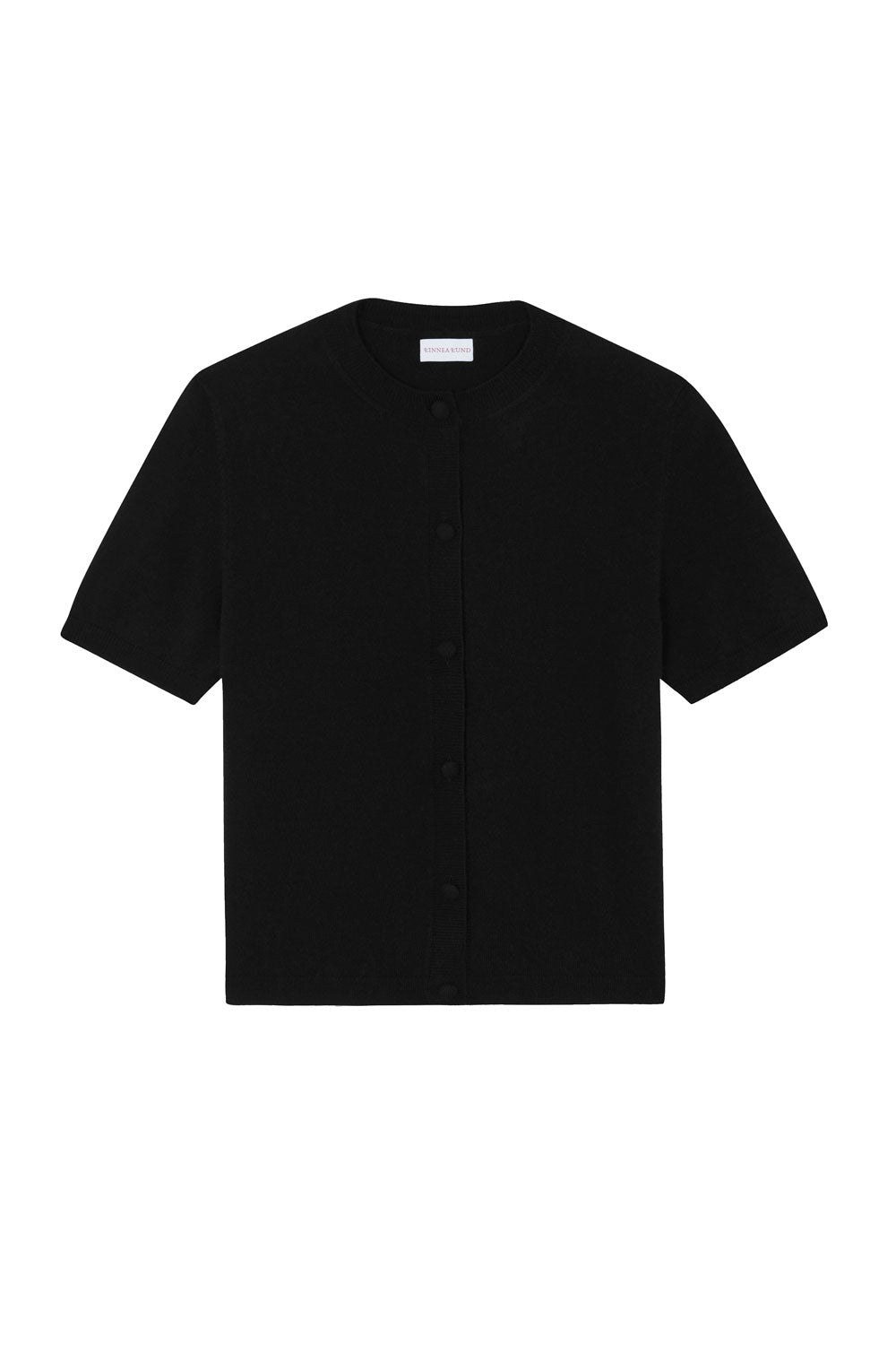 Crew neck short sleeve black cashmere cardigan | Lena | Linnea Lund