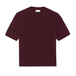 Crew neck short sleeve burgundy cashmere cardigan | Lena | Linnea Lund
