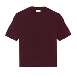 Crew neck short sleeve burgundy cashmere cardigan | Lena | Linnea Lund