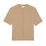 Crew neck short sleeve camel cashmere cardigan | Lena | Linnea Lund