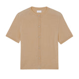 Crew neck short sleeve camel cashmere cardigan | Lena | Linnea Lund