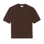 Crew neck short sleeve chocolat cashmere cardigan | Lena | Linnea Lund