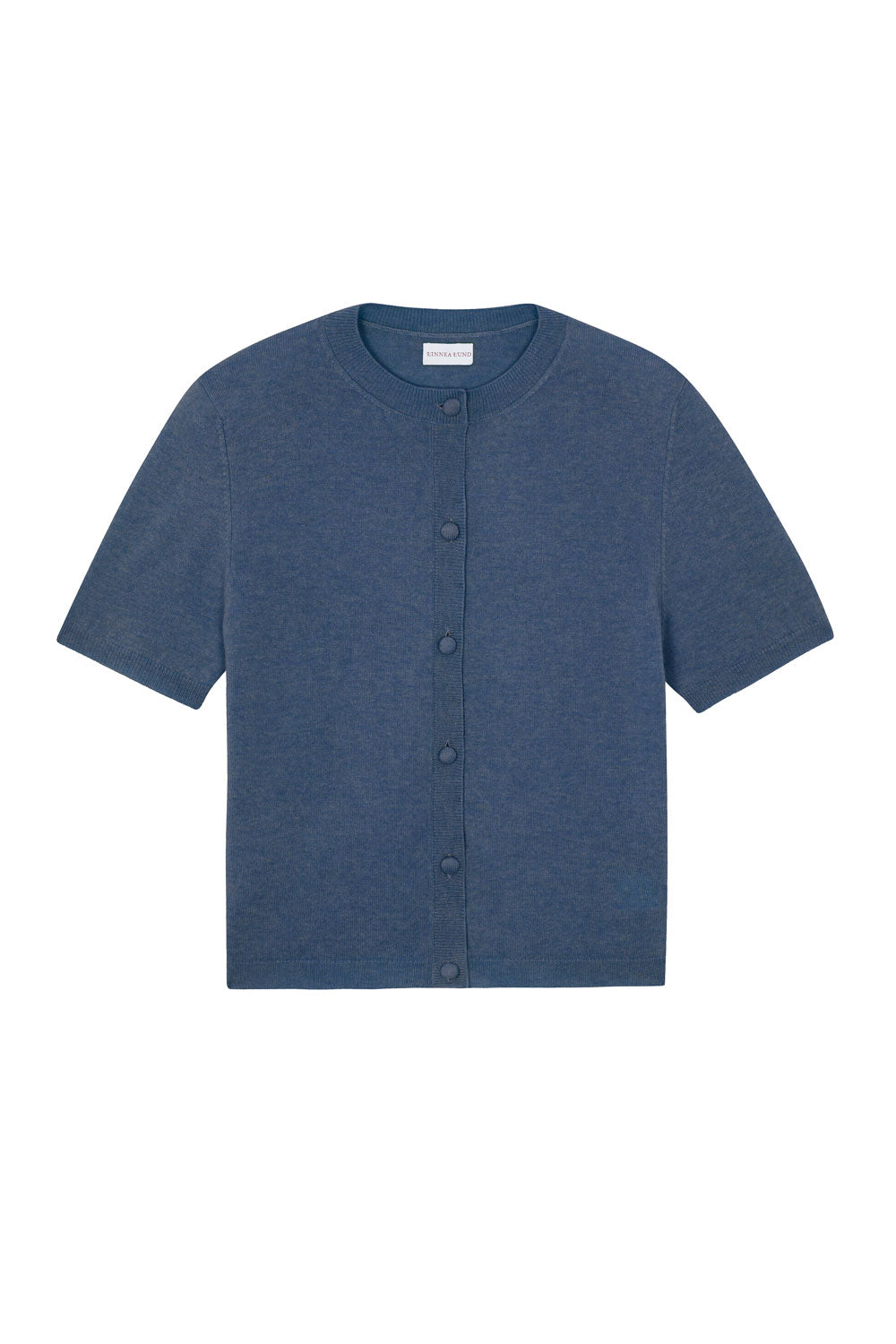 Crew neck short sleeve blue cashmere cardigan | Lena | Linnea Lund