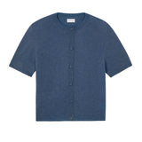 Crew neck short sleeve blue cashmere cardigan | Lena | Linnea Lund