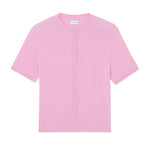 Crew neck short sleeve pink cashmere cardigan | Lena | Linnea Lund