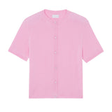 Crew neck short sleeve pink cashmere cardigan | Lena | Linnea Lund