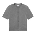 Crew neck short sleeve grey cashmere cardigan | Lena | Linnea Lund