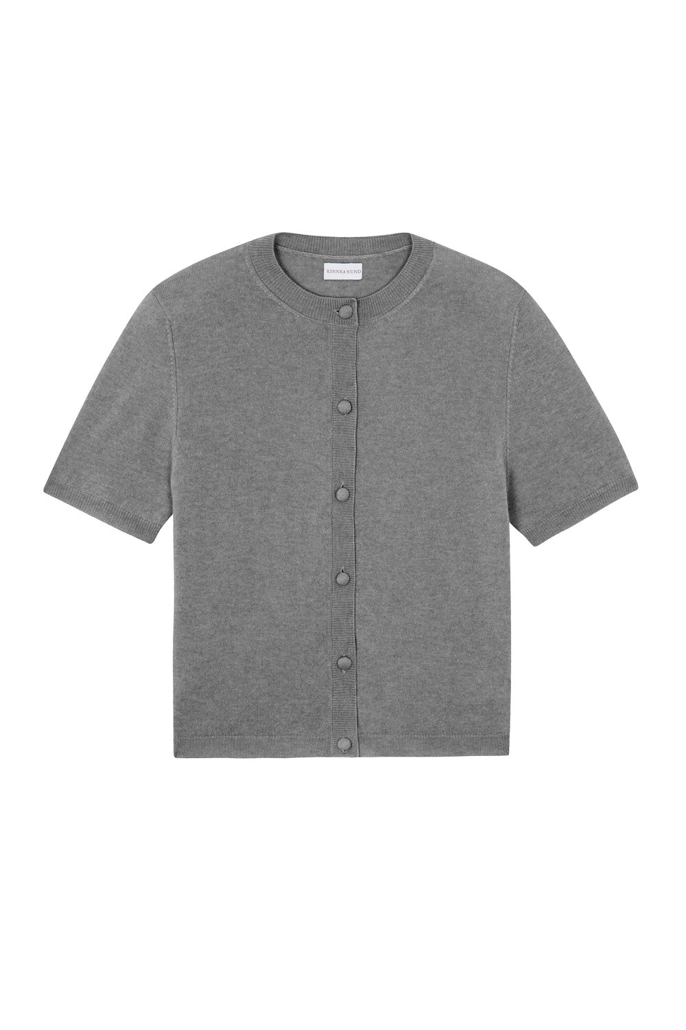 Crew neck short sleeve grey cashmere cardigan | Lena | Linnea Lund