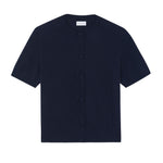 Crew neck short sleeve midnight blue cashmere cardigan | Lena | Linnea Lund