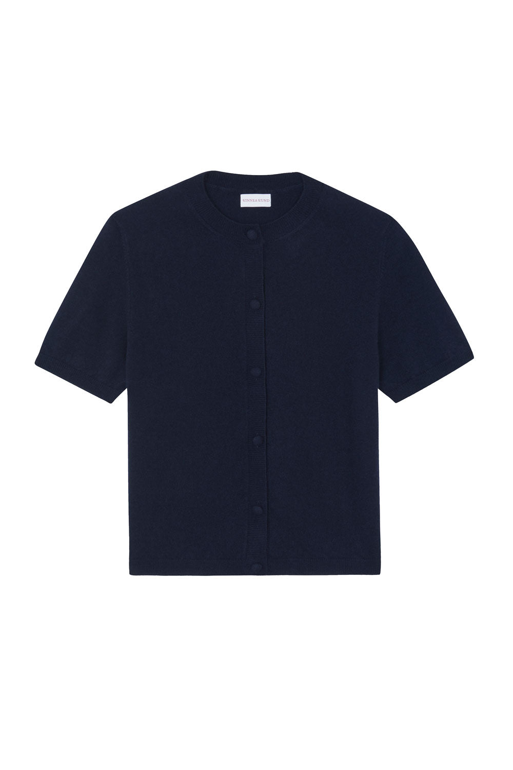 Crew neck short sleeve midnight blue cashmere cardigan | Lena | Linnea Lund