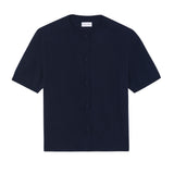 Crew neck short sleeve midnight blue cashmere cardigan | Lena | Linnea Lund