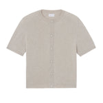 Crew neck short sleeve beige cashmere cardigan | Lena | Linnea Lund