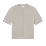 Crew neck short sleeve beige cashmere cardigan | Lena | Linnea Lund