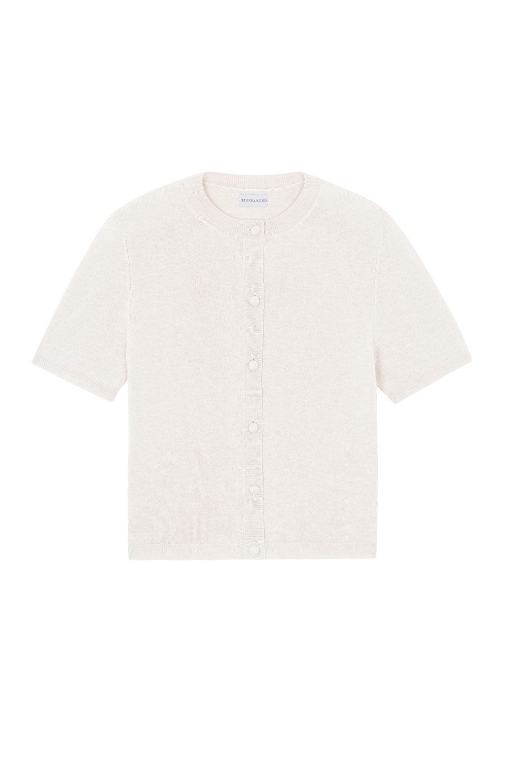 Crew neck short sleeve white cashmere cardigan | Lena | Linnea Lund