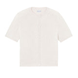 Crew neck short sleeve white cashmere cardigan | Lena | Linnea Lund