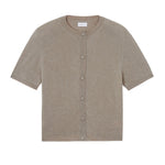 Crew neck short sleeve light brown cashmere cardigan | Lena | Linnea Lund