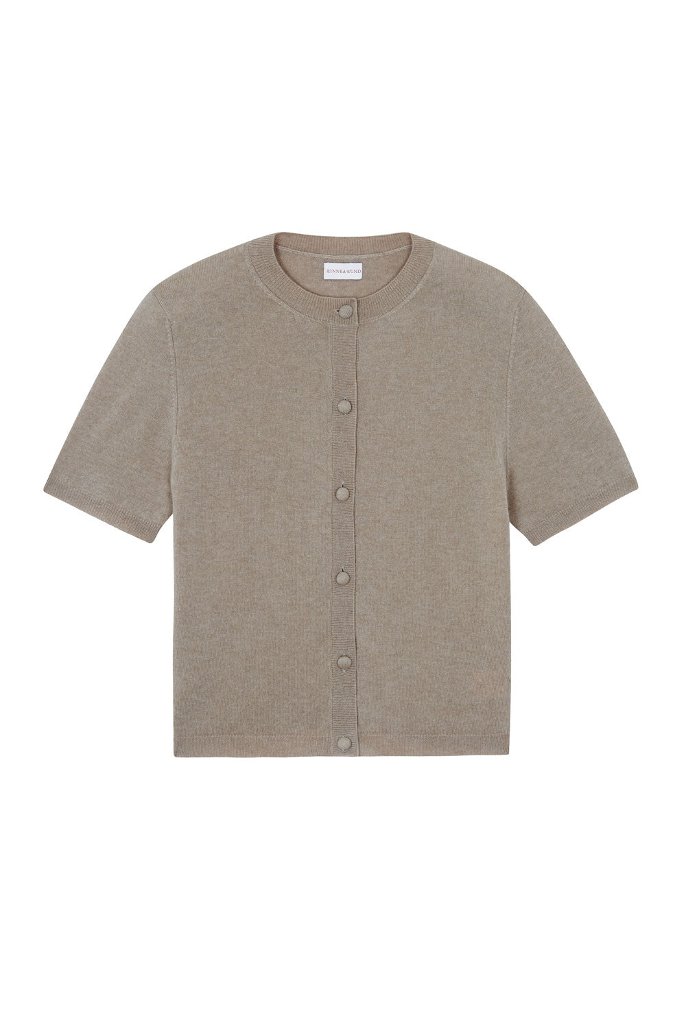 Crew neck short sleeve light brown cashmere cardigan | Lena | Linnea Lund