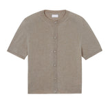 Crew neck short sleeve light brown cashmere cardigan | Lena | Linnea Lund