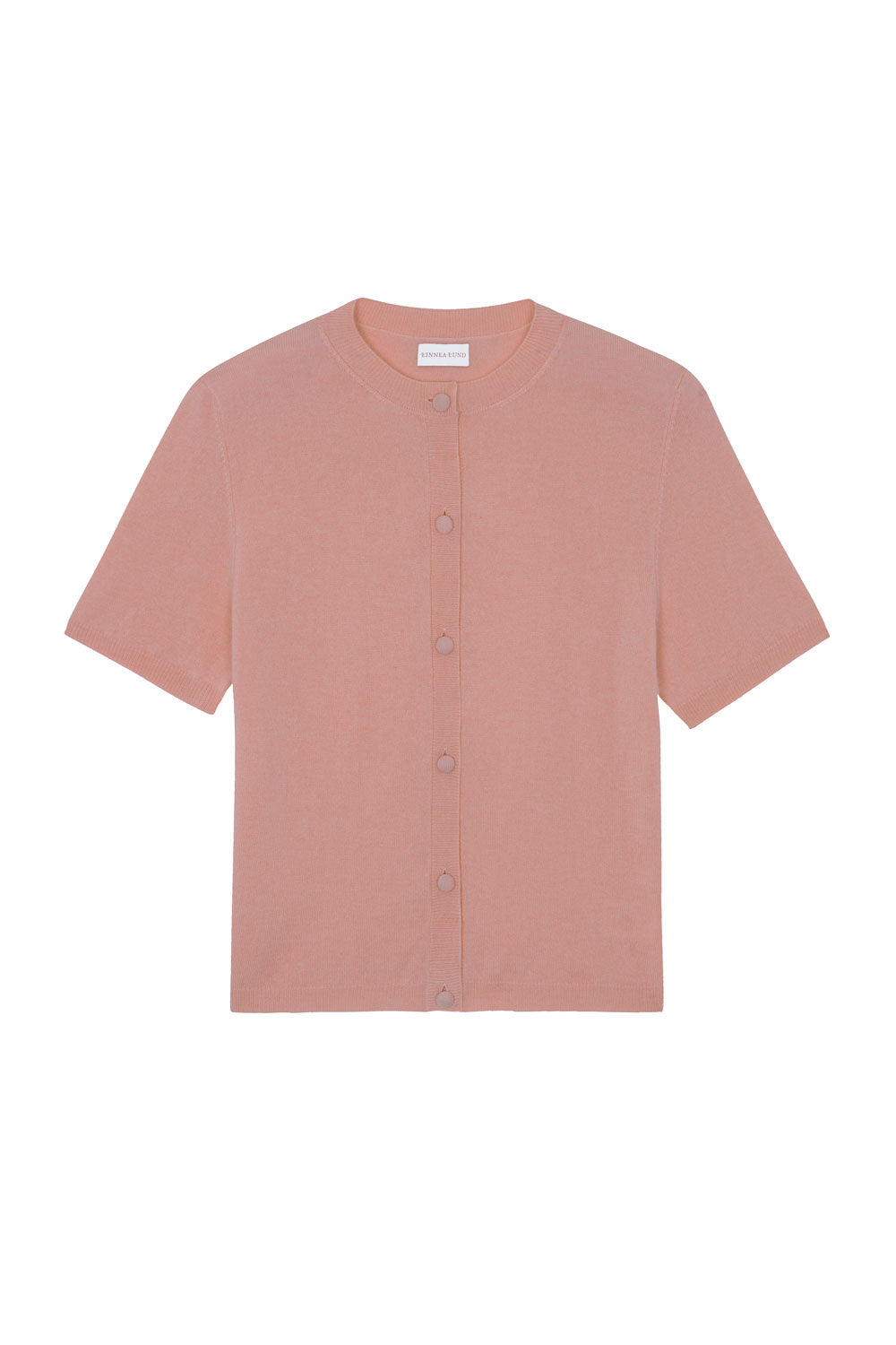 Crew neck short sleeve rose gold cashmere cardigan | Lena | Linnea Lund