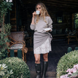 Large Light Brown Premium Cashmere Triangle Scarf - look | Liv | Linnea Lund