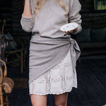 Large Light Brown Premium Cashmere Triangle Scarf - worn | Liv | Linnea Lund
