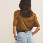 bronze color cashmere tee shirt women - back view | Magnus | Linnea Lund