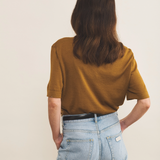 bronze color cashmere tee shirt women - back view | Magnus | Linnea Lund
