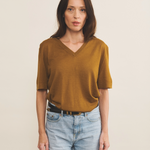 bronze color cashmere tee shirt women - front view | Magnus | Linnea Lund