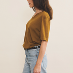 bronze color cashmere tee shirt women - side view | Magnus | Linnea Lund
