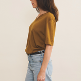 bronze color cashmere tee shirt women - side view | Magnus | Linnea Lund