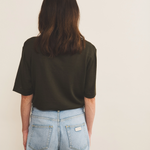 kaki cashmere tee shirt women - back view | Magnus | Linnea Lund