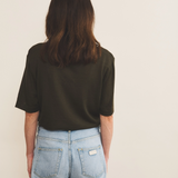 kaki cashmere tee shirt women - back view | Magnus | Linnea Lund