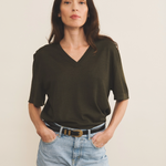 kaki cashmere tee shirt women - front view | Magnus | Linnea Lund