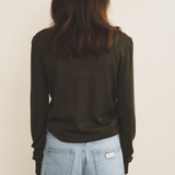 kaki cashmere sweater women - back view | Marcel | Linnea Lund