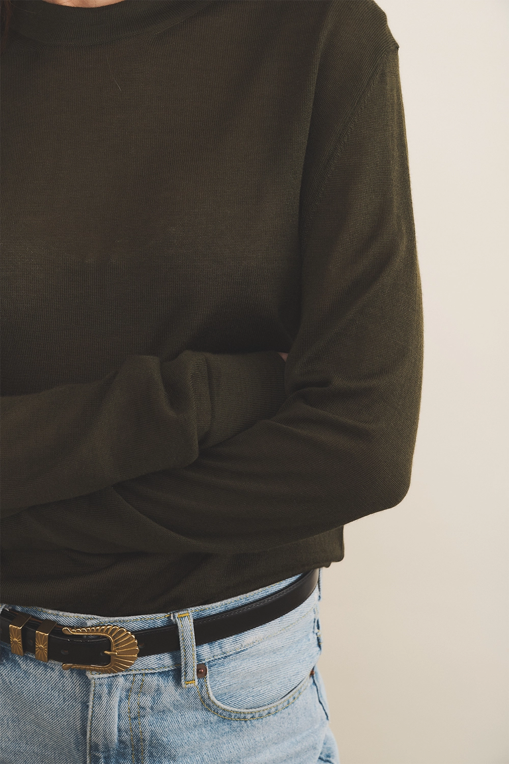 kaki cashmere sweater women - focus | Marcel | Linnea Lund