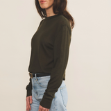 kaki cashmere sweater women - side view | Marcel | Linnea Lund